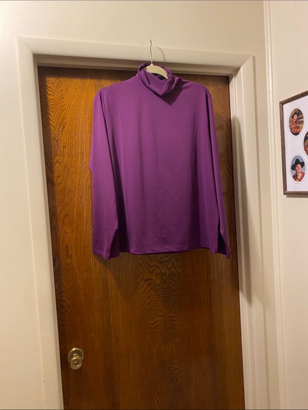 Susan Graver Purple Turtleneck Long-Sleeve Top